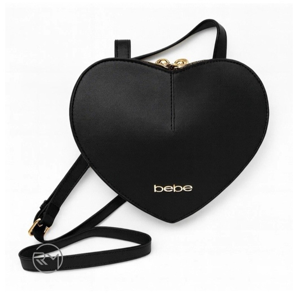 Bebe Milan Heart Crossbody Bag Small Black Gold Hardware‎ NWT Y2K Party Evening
